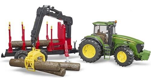 JOHN DEERE TRACTEUR FORESTIER + REMORQUE + TRONCS